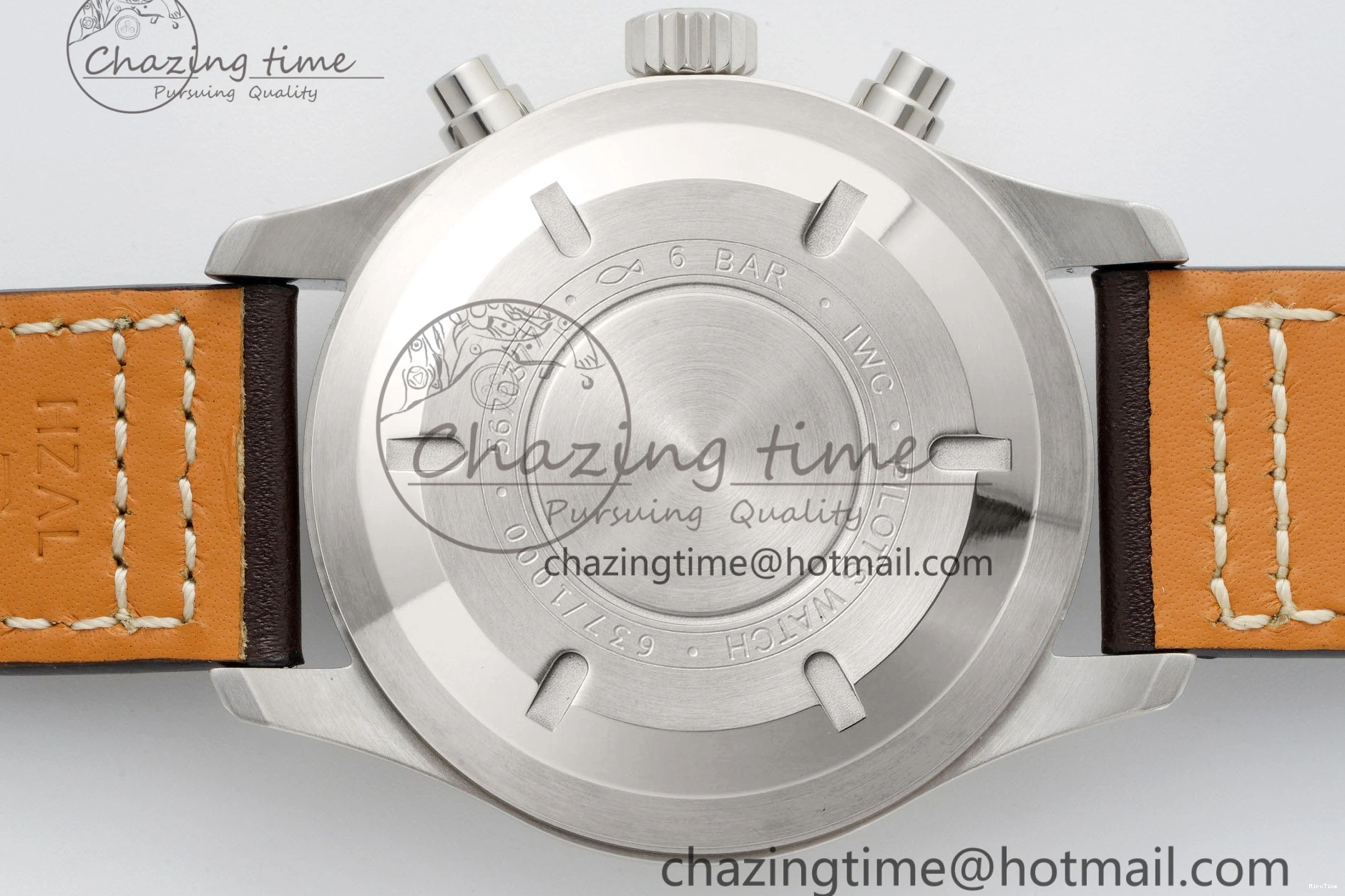 MIROTIME 0326 Bright Pilot Chrono SS AZF 1:1 Best Edition Green Dial on Brown Leather Strap A 7059